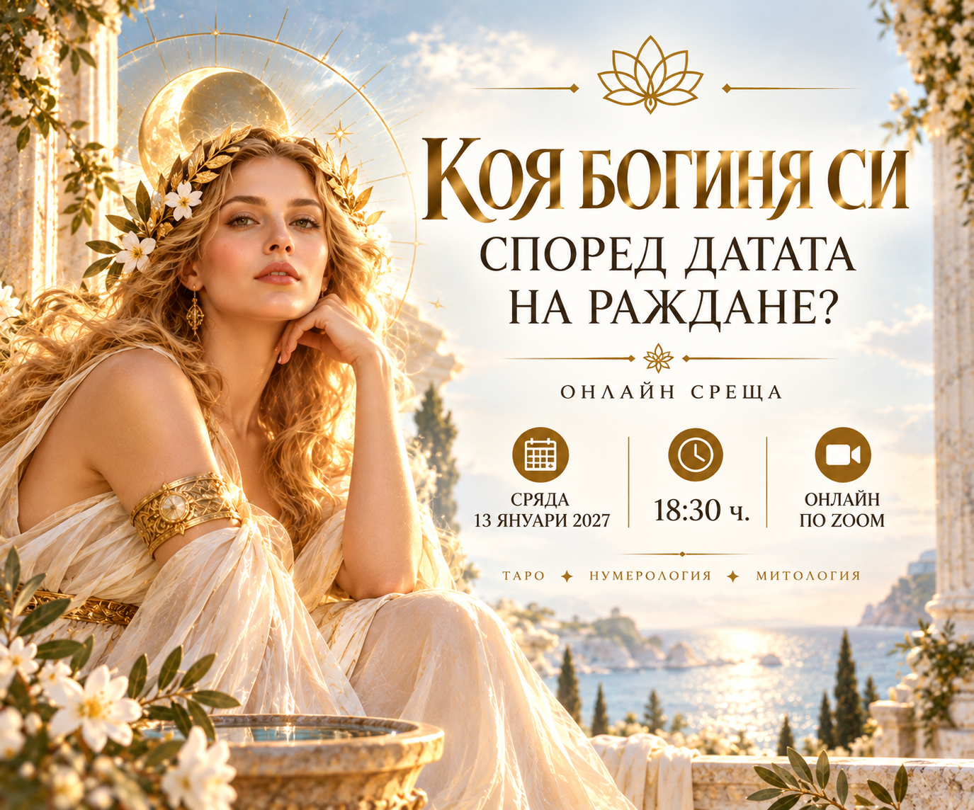 🌙 КОЯ БОГИНЯ СИ СПОРЕД ДАТАТА НА РАЖДАНЕ? Онлайн среща по Zoom/ 13 януари 2027